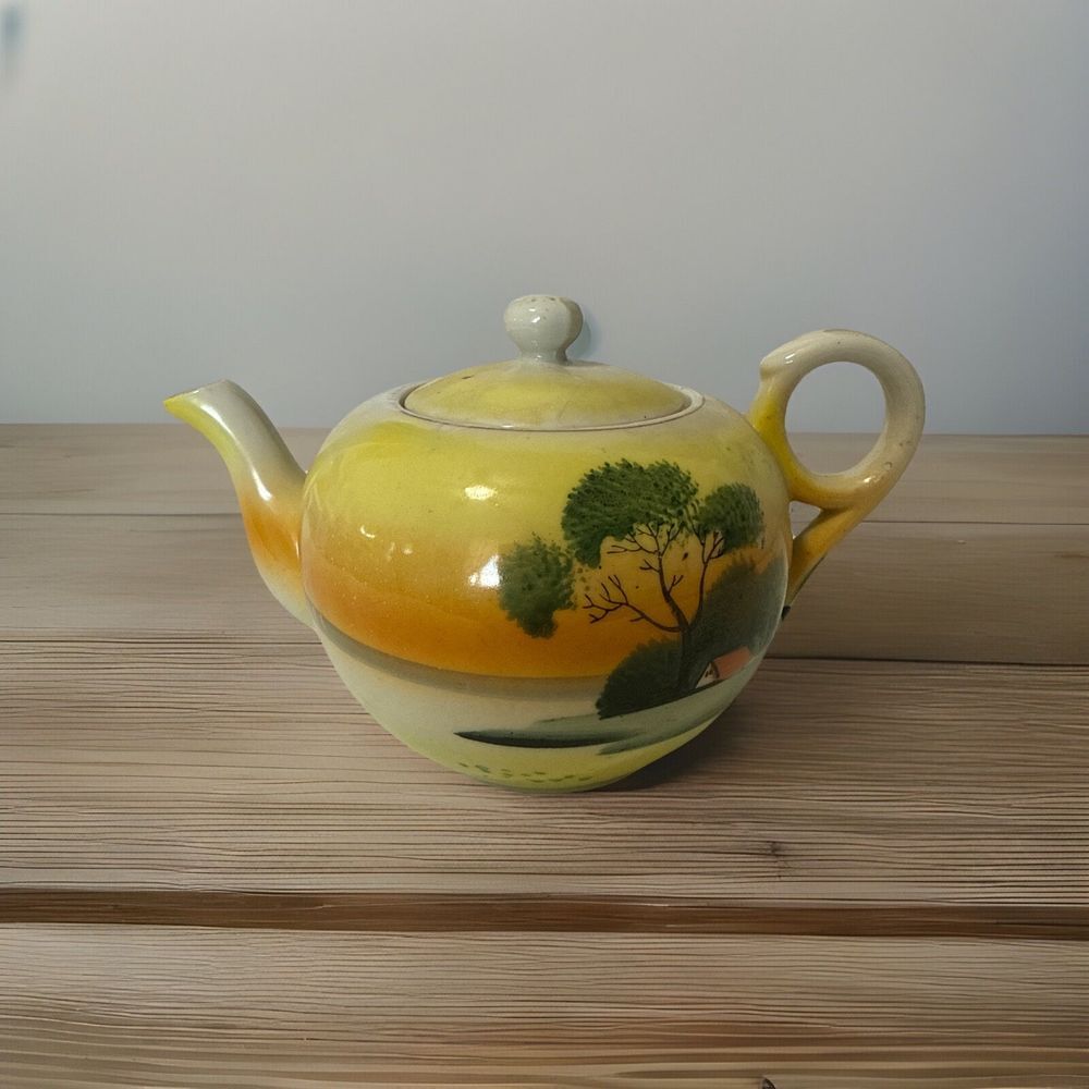 Vintage Made in Japan‎ Porcelain Tea Sunset Over Lake Teapot